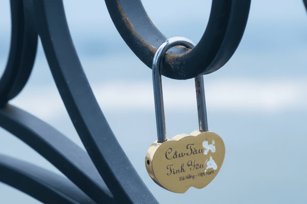 Love lock on Love Bridge Da Nang